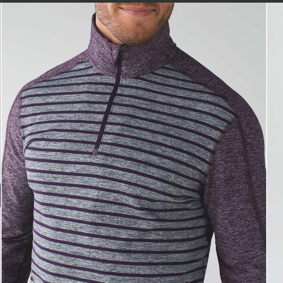 Lululemon Surge Warm 1/2 Zip Pullover Yachtie Stripe heathered grey purple Small - Picture 3 of 13